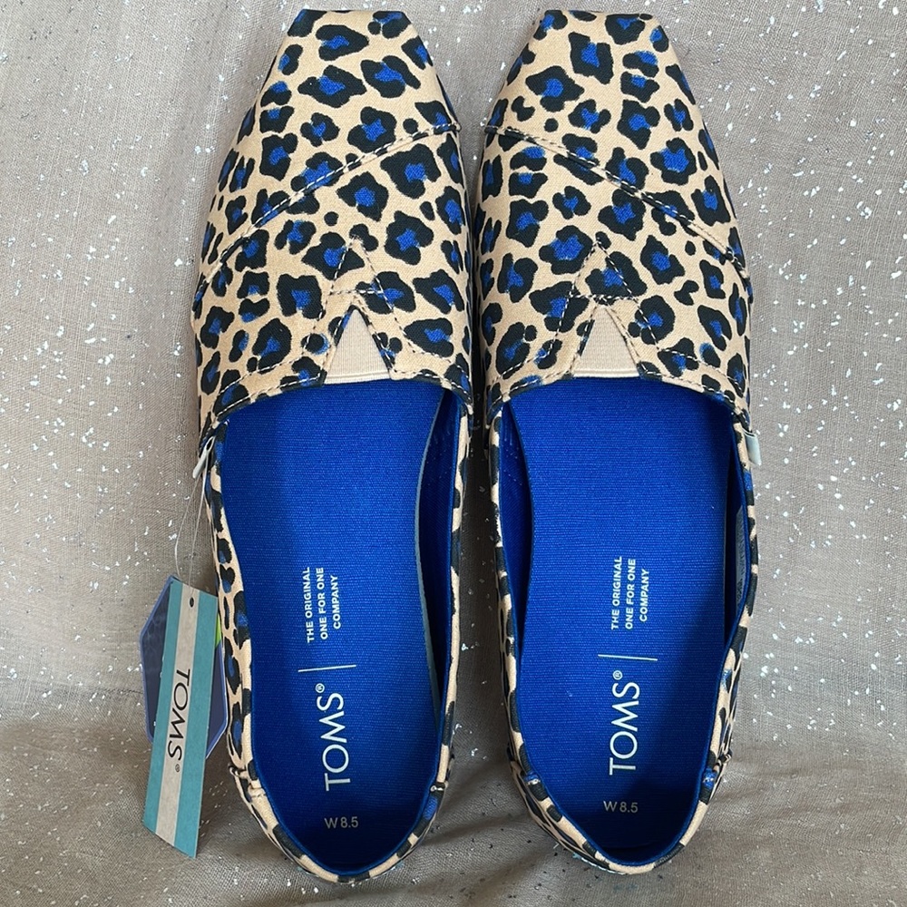 Brand New Toms Alpargata Beige Painted Leopard Print Slip On Shoes Animal Jungle - Picture 3 of 15